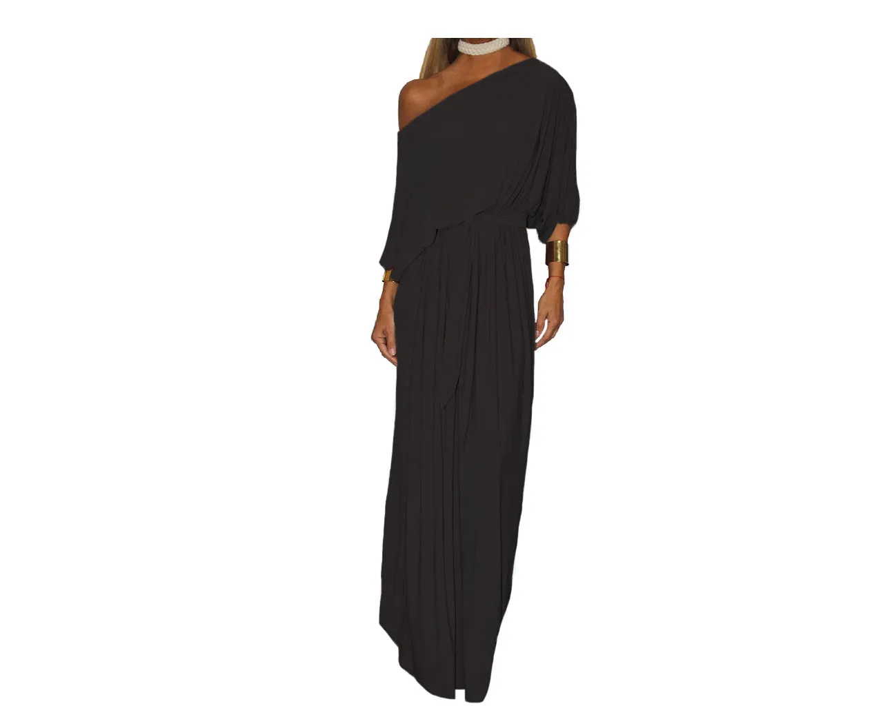 4 Black Long Off Shoulder dress - The Milano