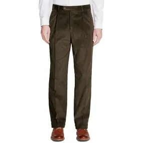 8 Wale Luxury Italian Corduroy Pant in Olive (Milan Double Reverse Pleat) by Berle