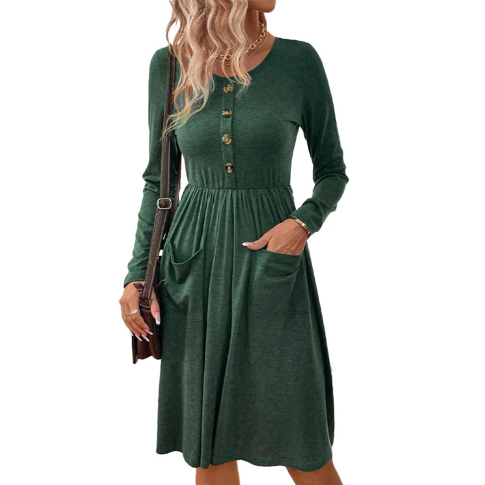 A-line Knitted Long Sleeved Dress