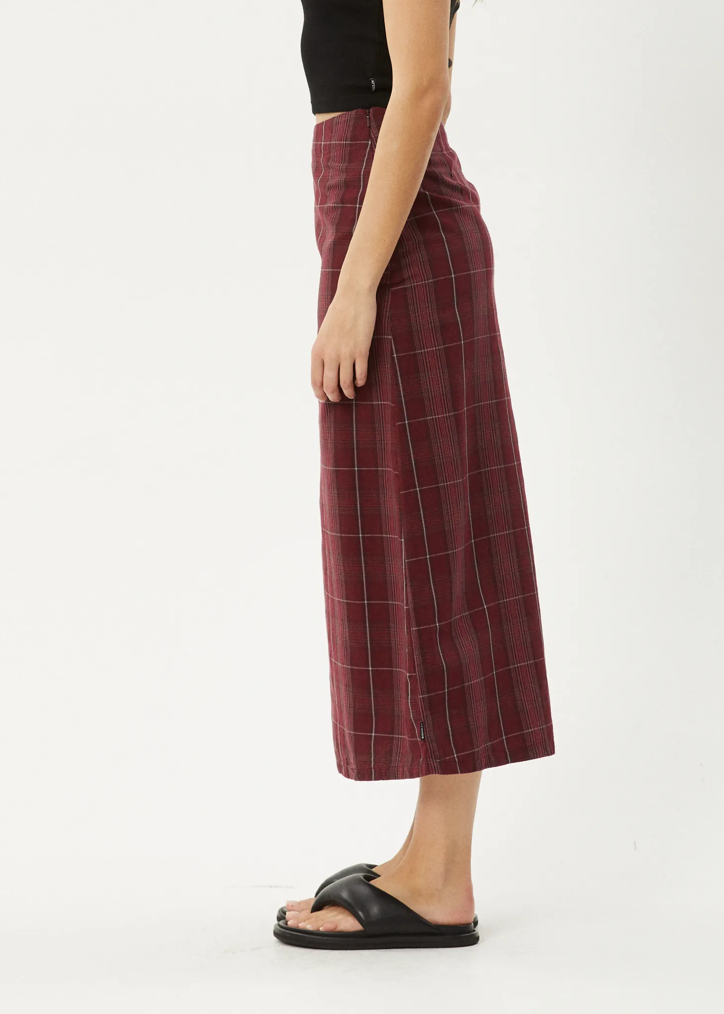 AFENDS Womens Eboni - Check Midi Skirt - Port