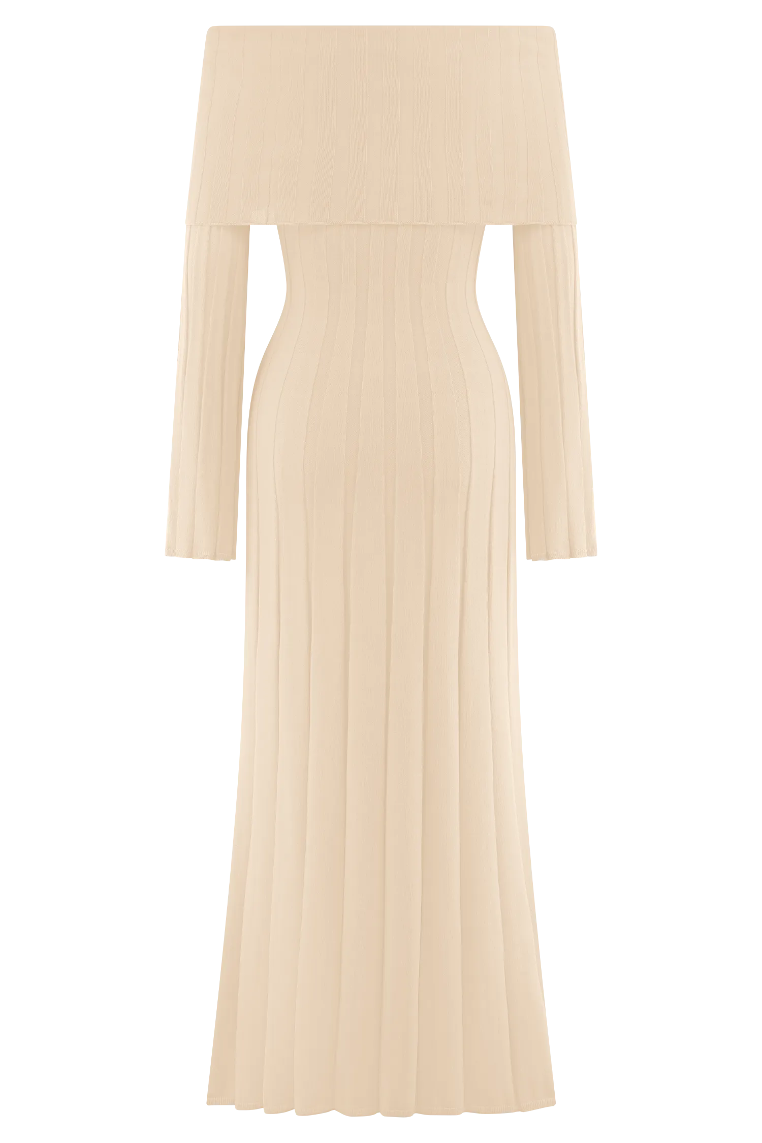 Alonza Long Sleeve Knit Midi Dress - Cream