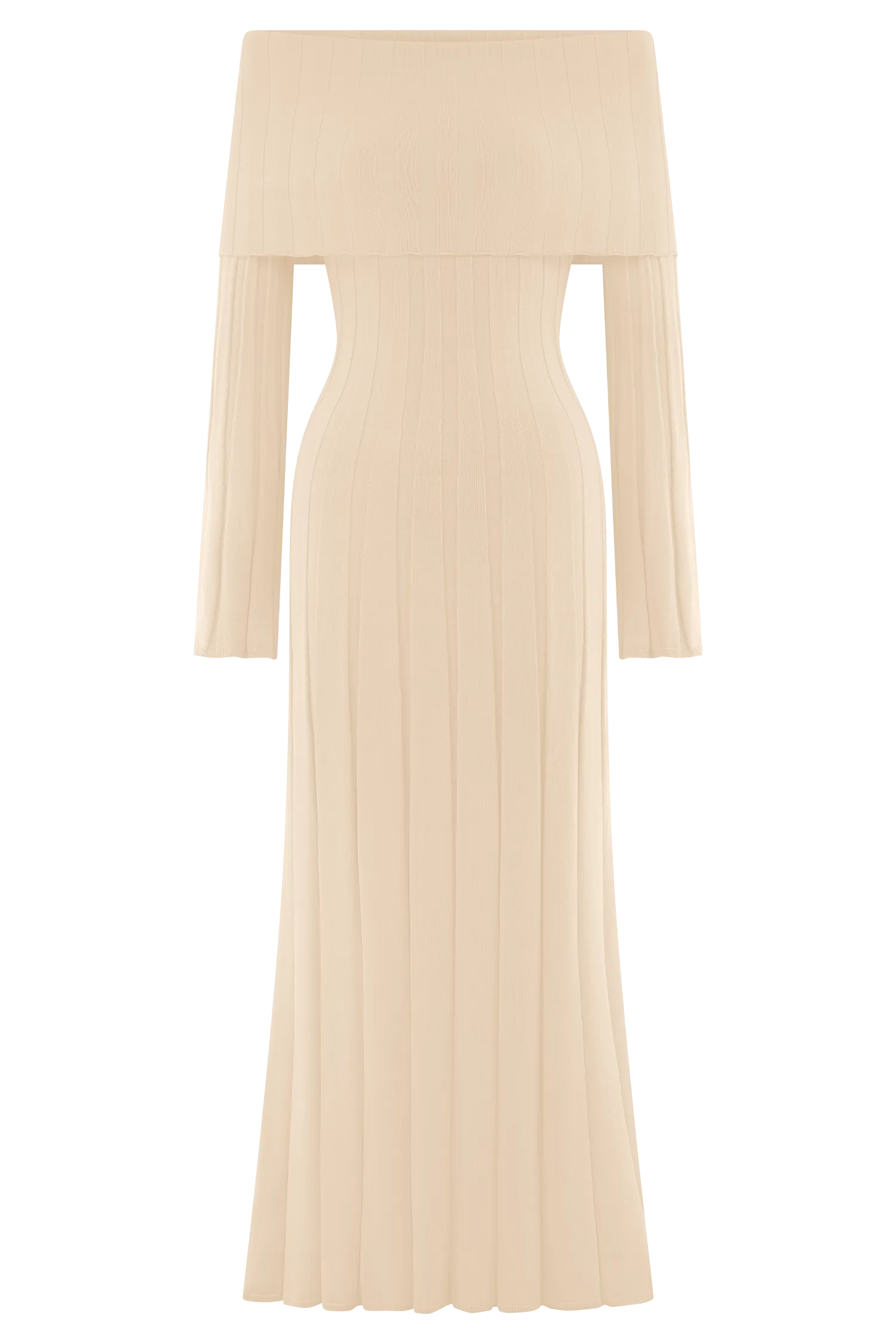 Alonza Long Sleeve Knit Midi Dress - Cream