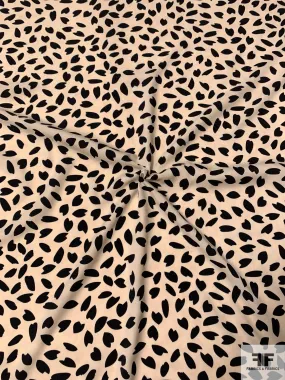 Animal-Like Pattern Printed Lightweight Polyester Peachskin - Light Nude / Black