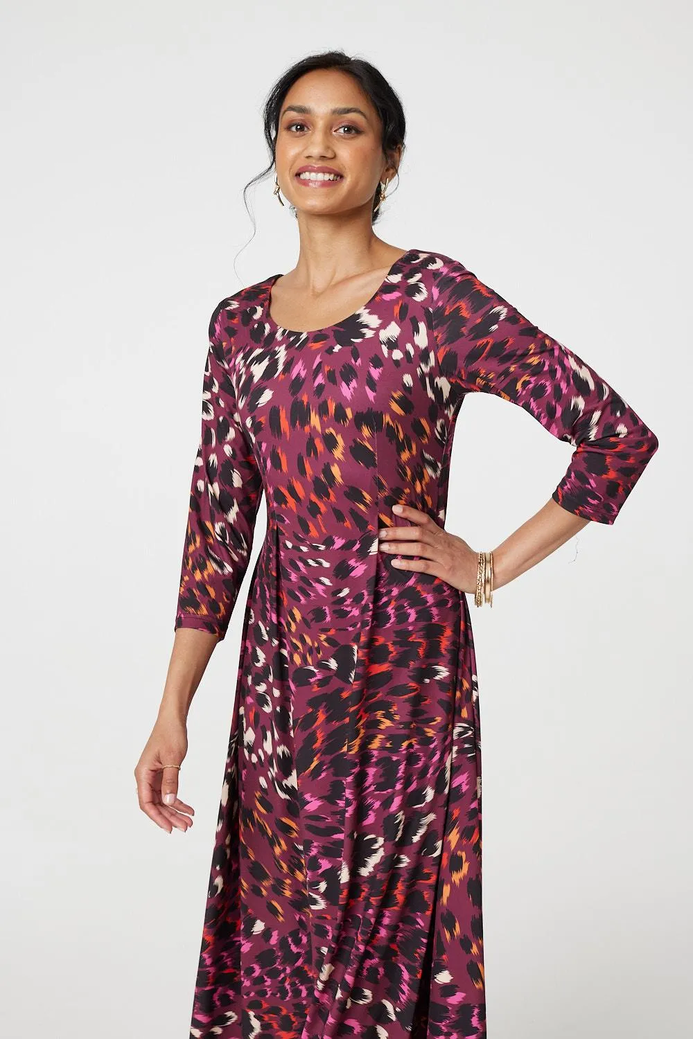 Animal Print Hanky Hem Jersey Dress