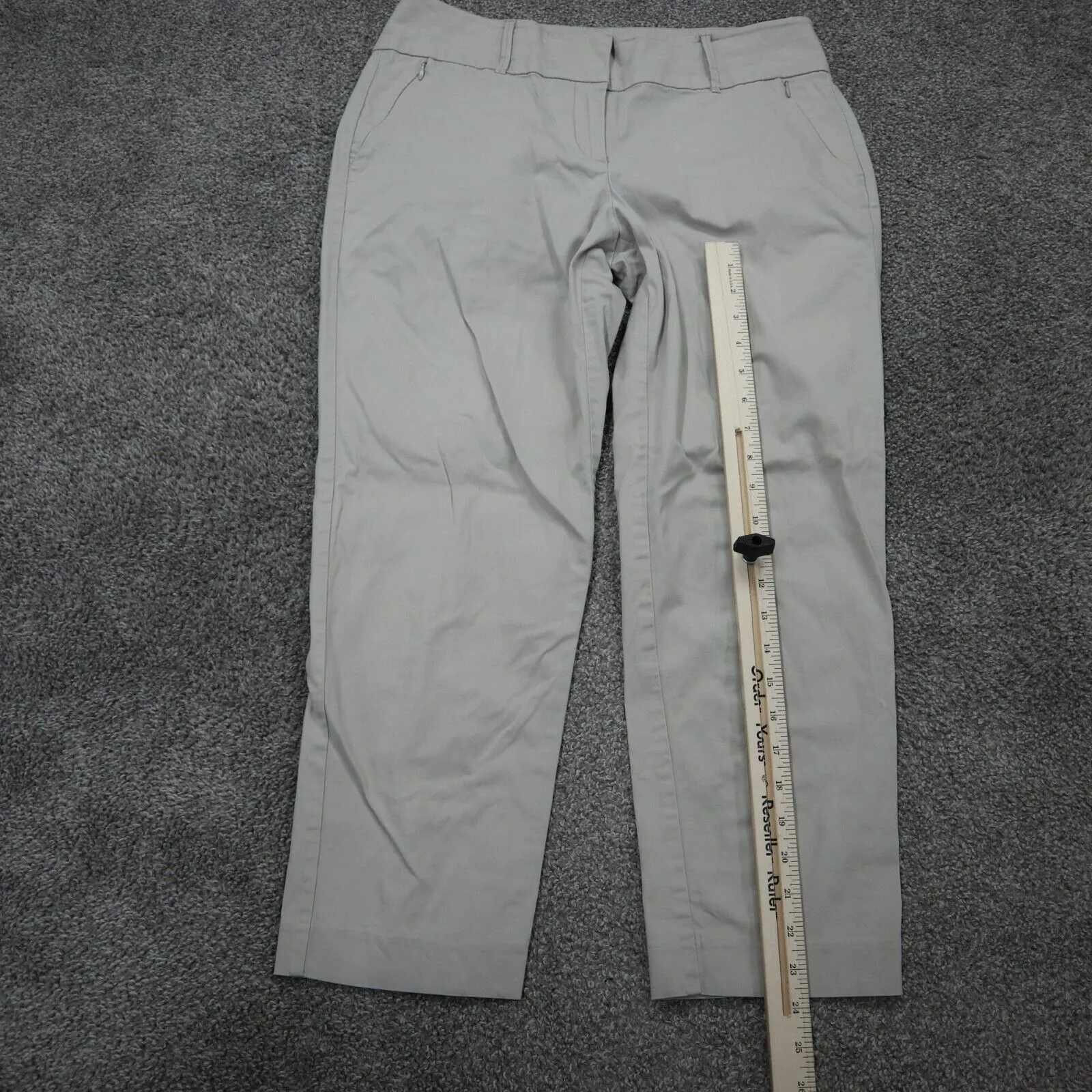 ANN Taylor Womens Straight Leg Dress Pant Mid Rise pockets Off White Size 8