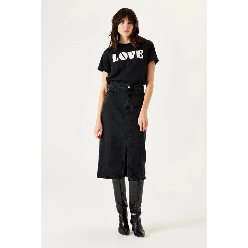 Ariana Denim Midi Skirt (Black)