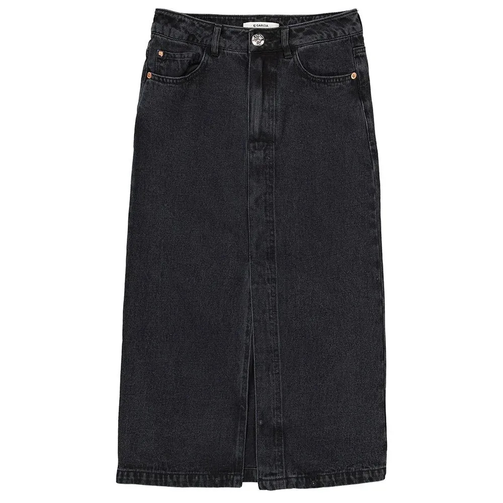 Ariana Denim Midi Skirt (Black)