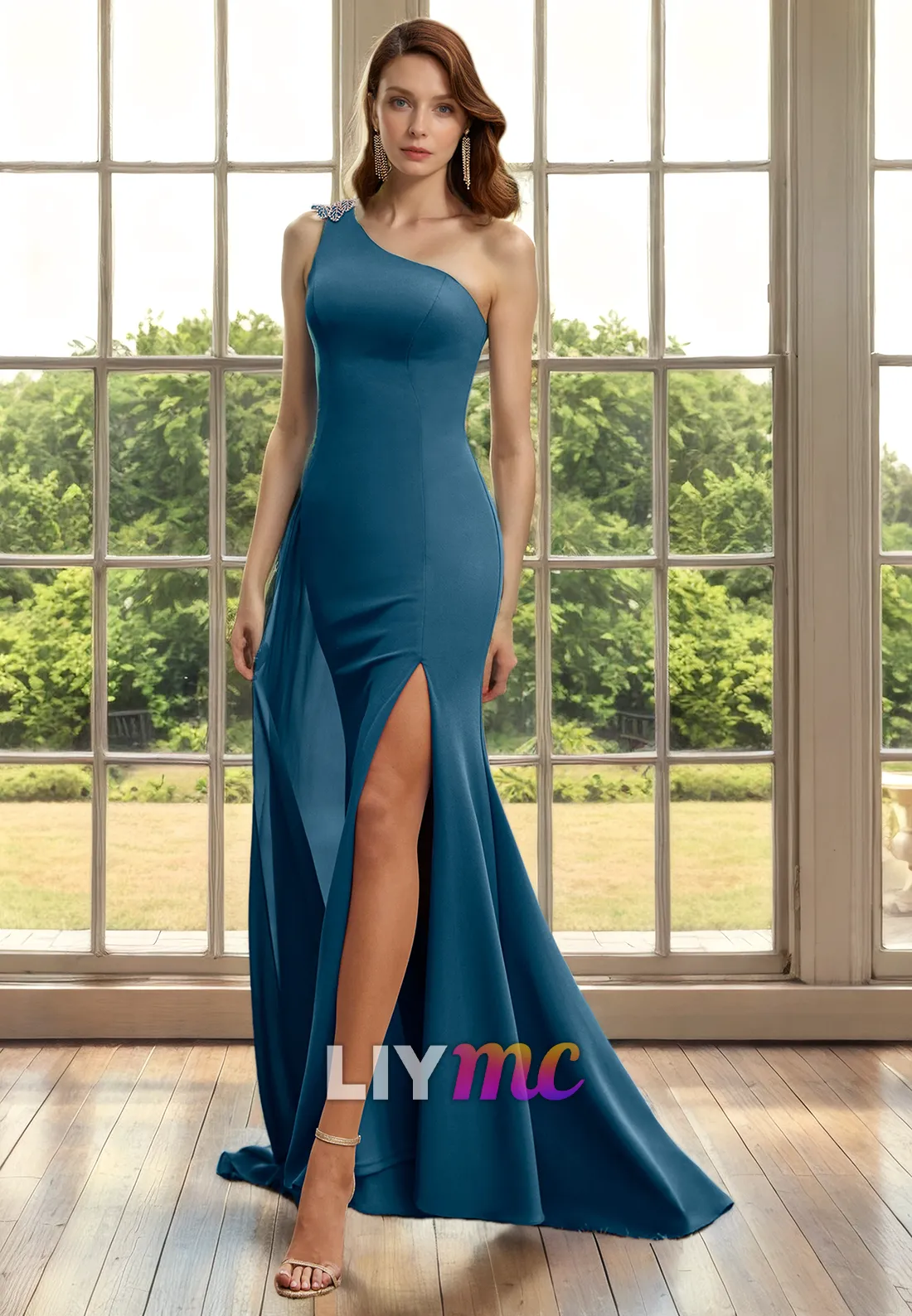 Asymmetrical Sleeveless Mermaid Side Slit Mother of Bride Dress Cocktail Dress