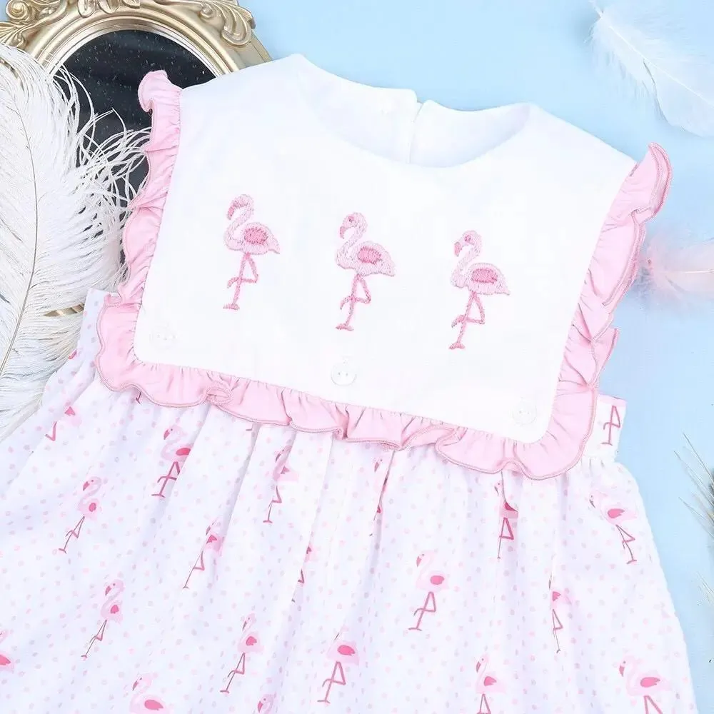 Babeeni Flamingo embroidery baby dress