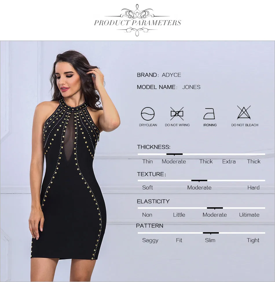 Backless Beading Halter Mesh Women Dress