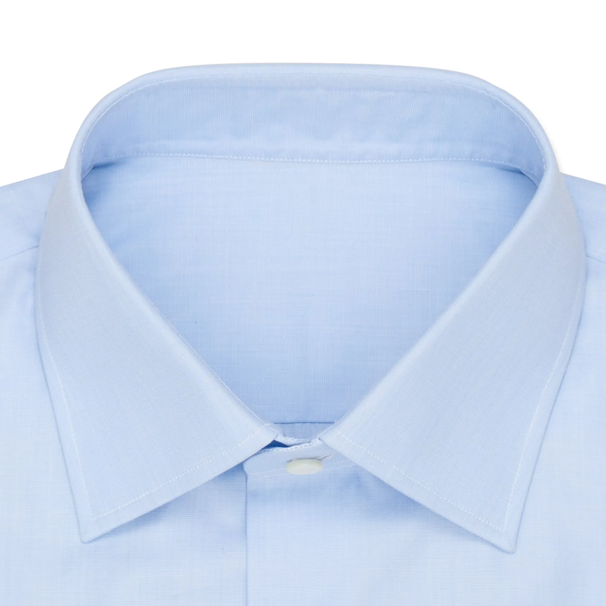 BESPOKE ATHENS Handmade Blue End-on-End Cotton Dress Shirt US 17 EU 43 NEW