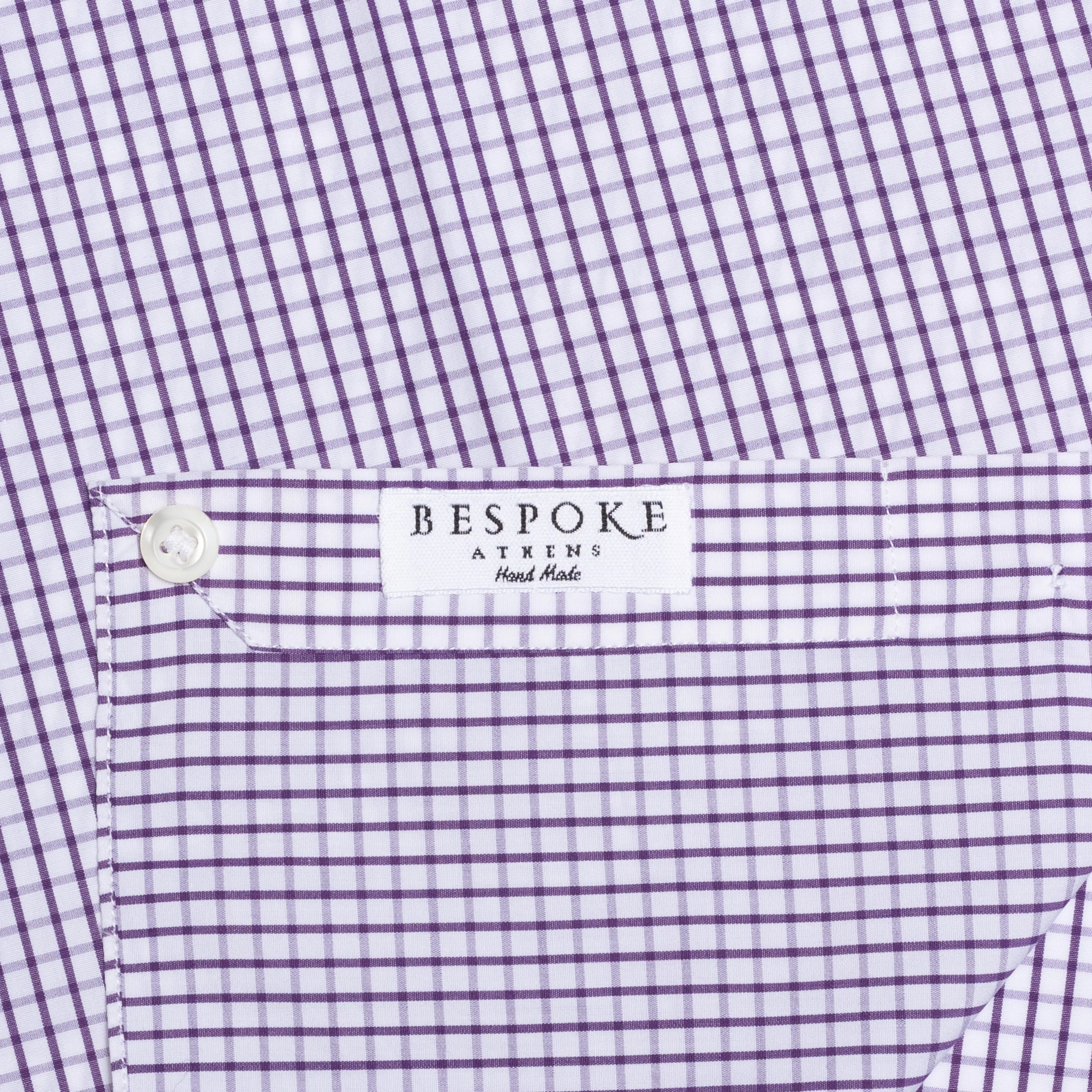 BESPOKE ATHENS Handmade Purple Plaid Cotton Dress Shirt EU 41 NEW US 16