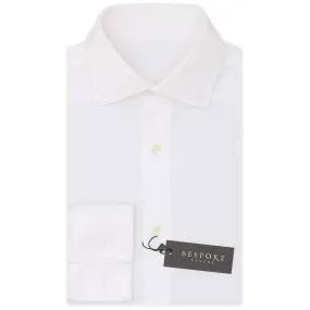 BESPOKE ATHENS Handmade White Dobby Cotton French Cuff Shirt EU 38 NEW US 15