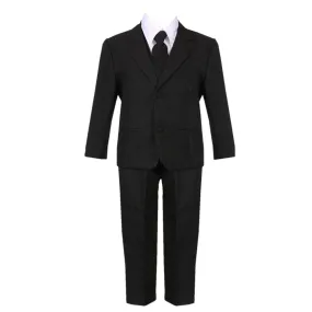 Big Boys Black 5 Piece Classic Vest Jacket Pants Special Occasion Suit 8-20