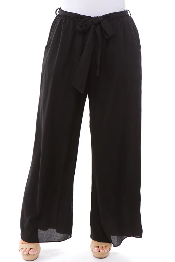 Black Flowy Dress Pant with Tie