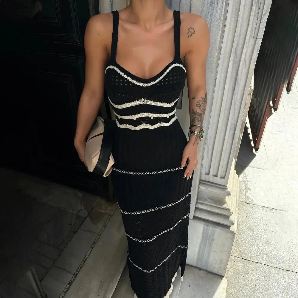 Black Knitted Long Dress