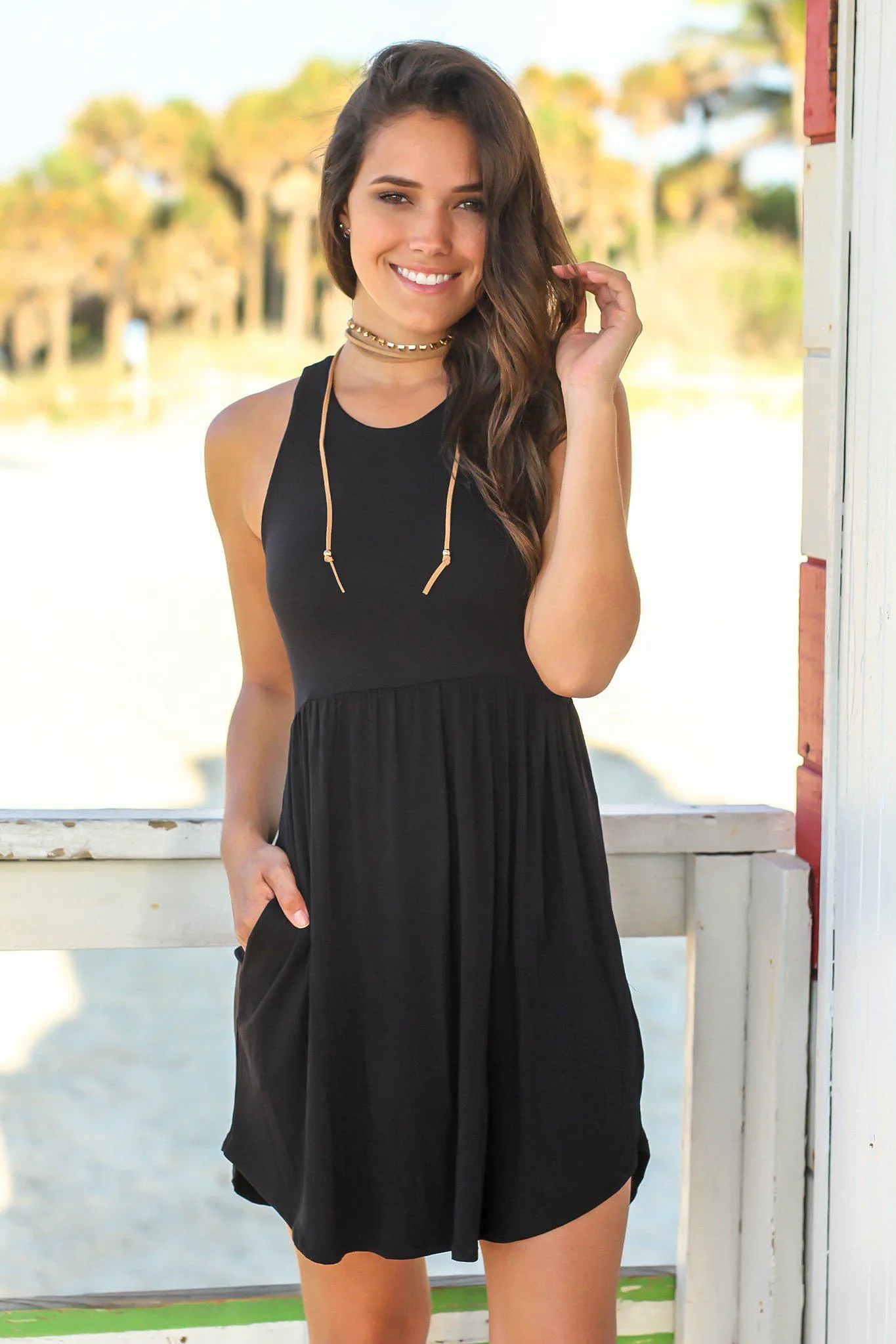 Black Short Dress with Pockets