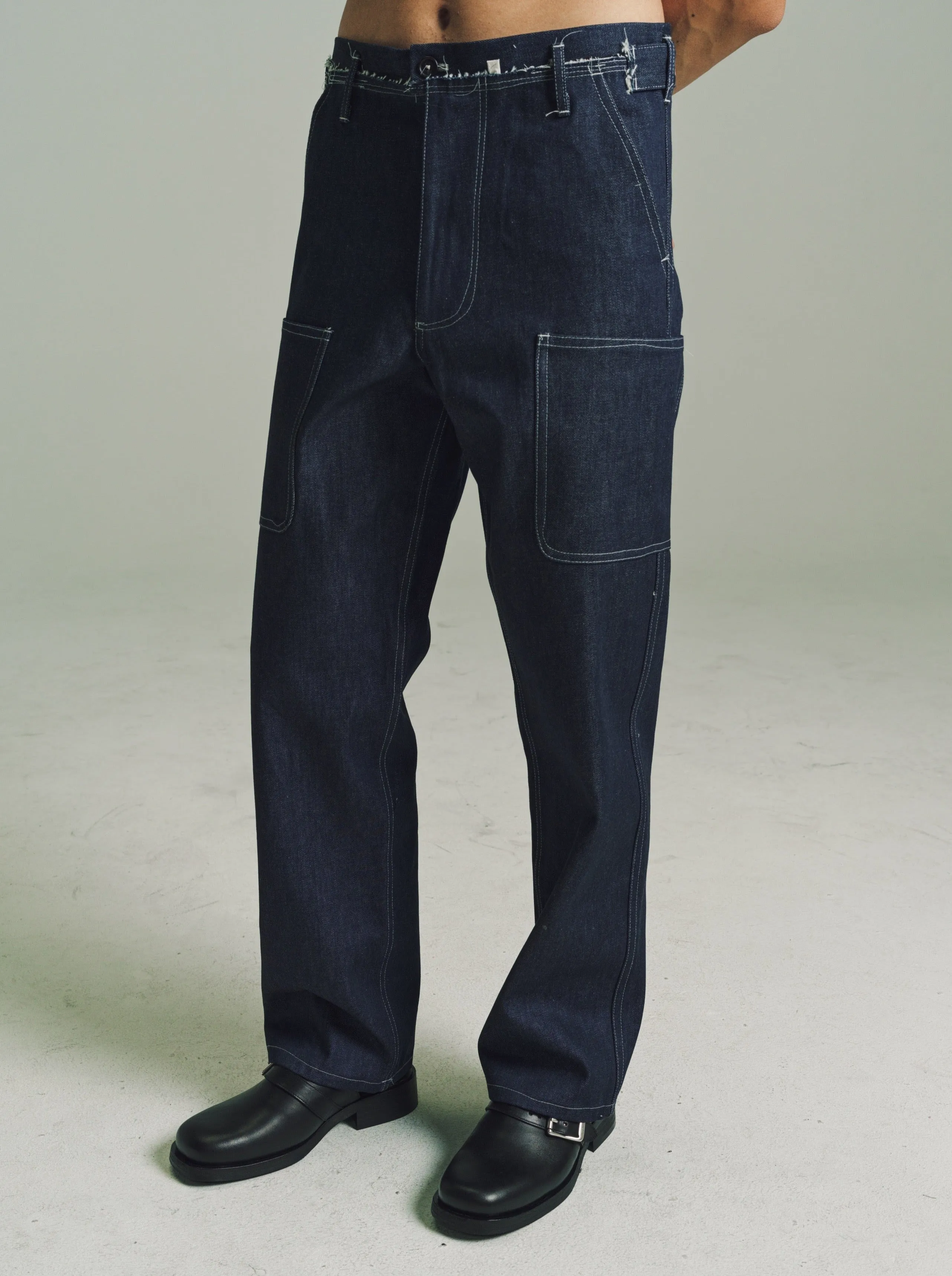 Blue Denim Worker Pants