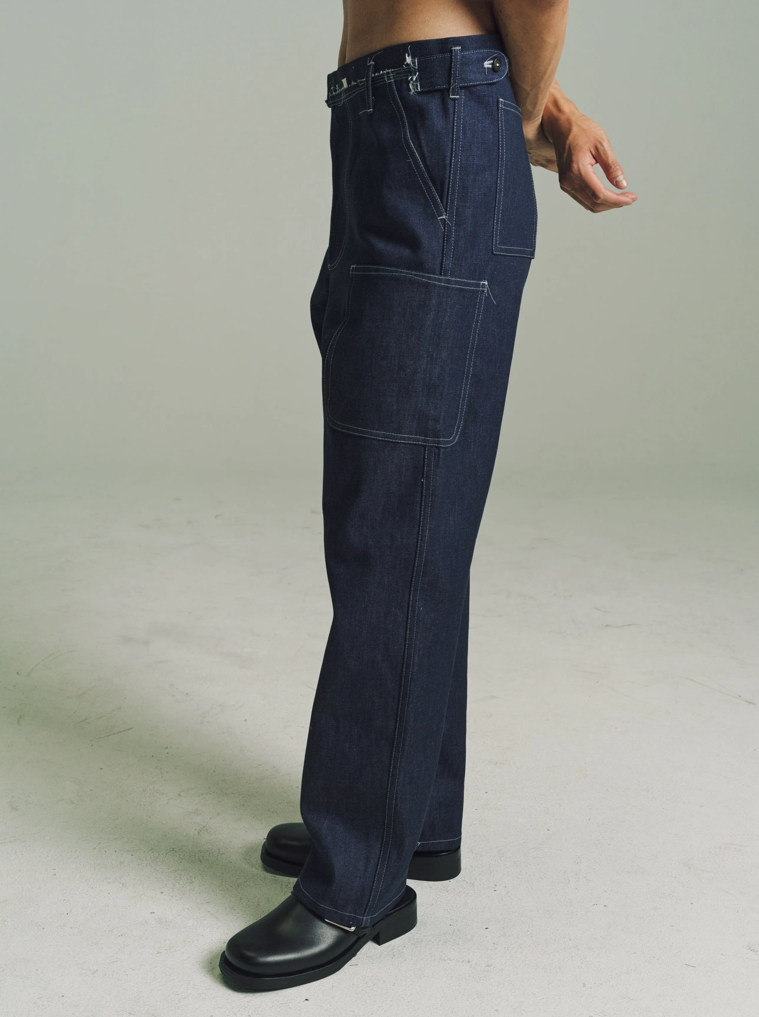 Blue Denim Worker Pants