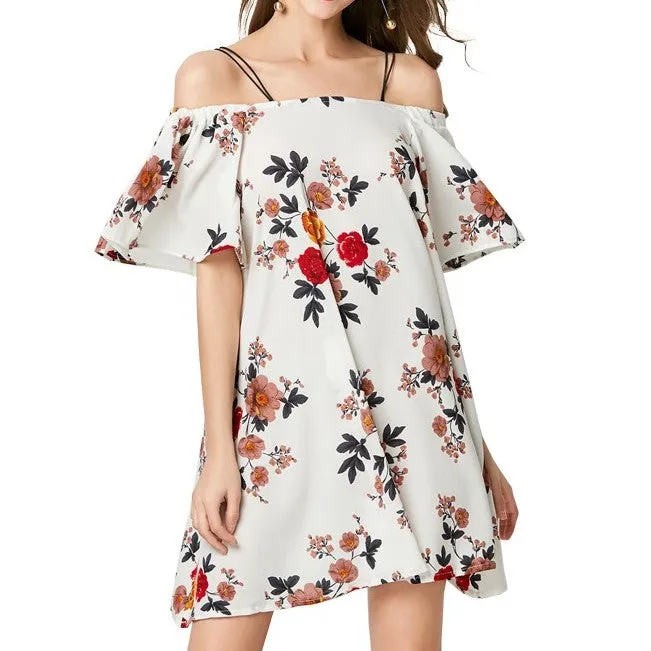 Bohemian Floral Chiffon Ruffle Dress