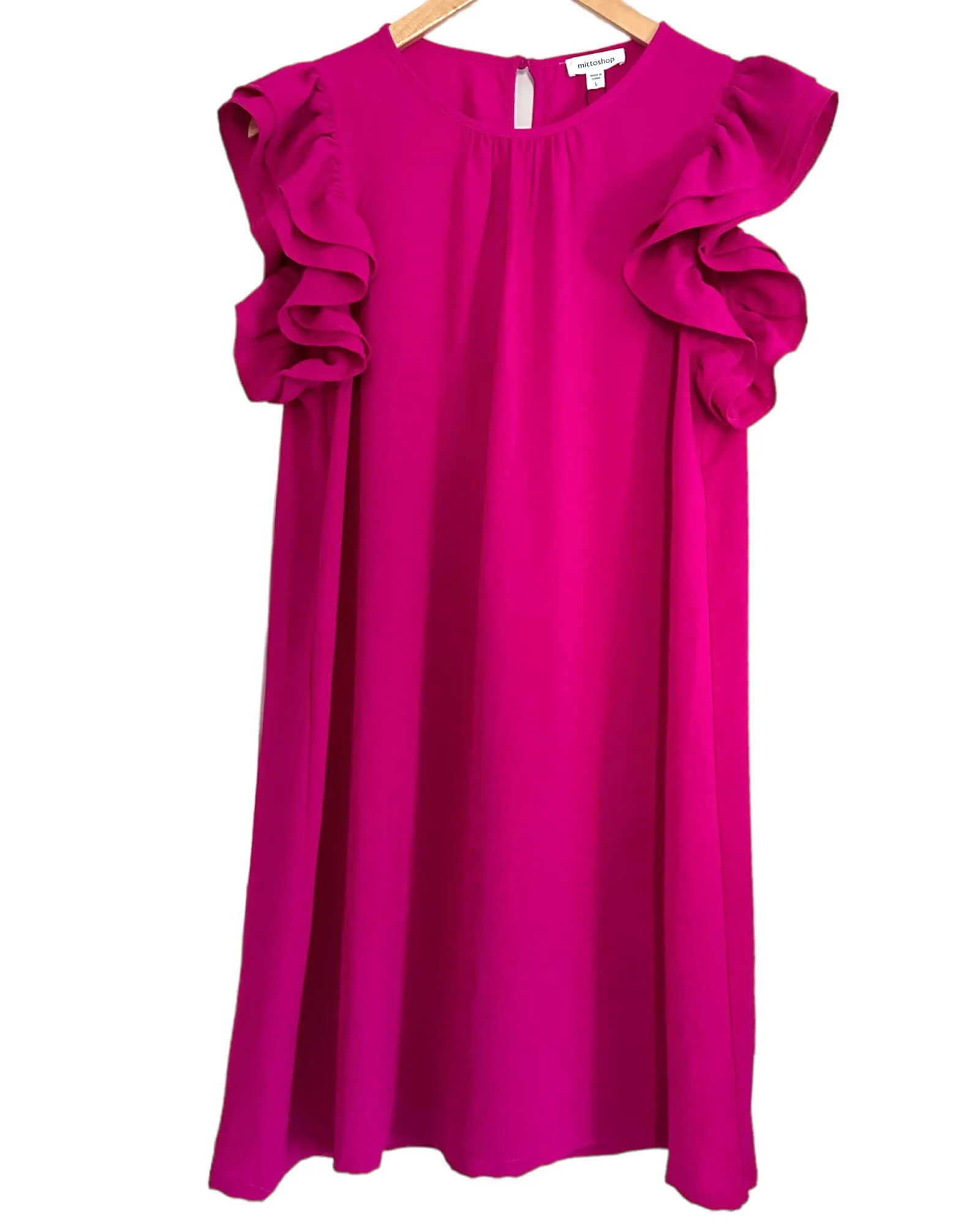 Bright Winter Orchid Ruffle Sleeve Dress