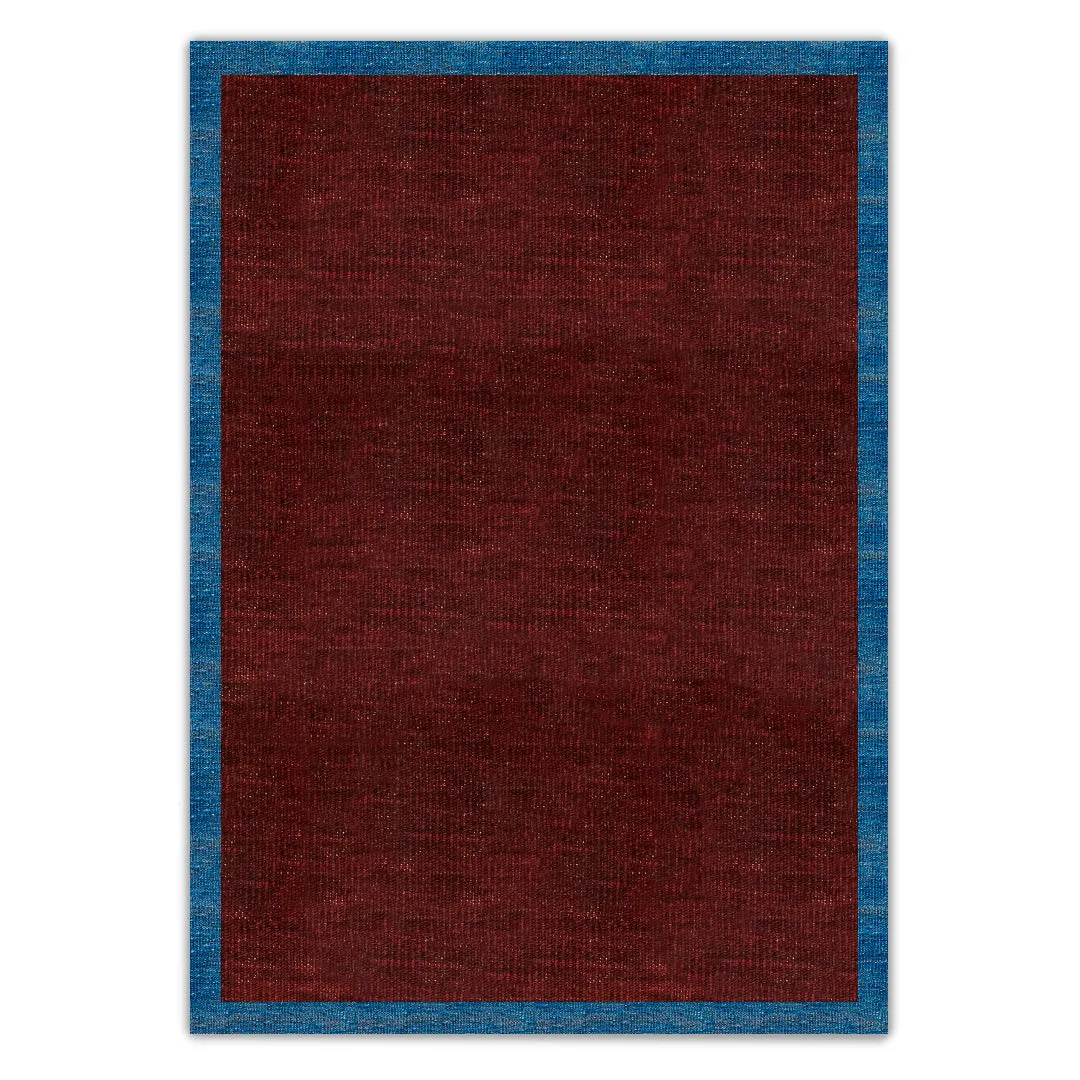 Burgundy with sky blue border kilim