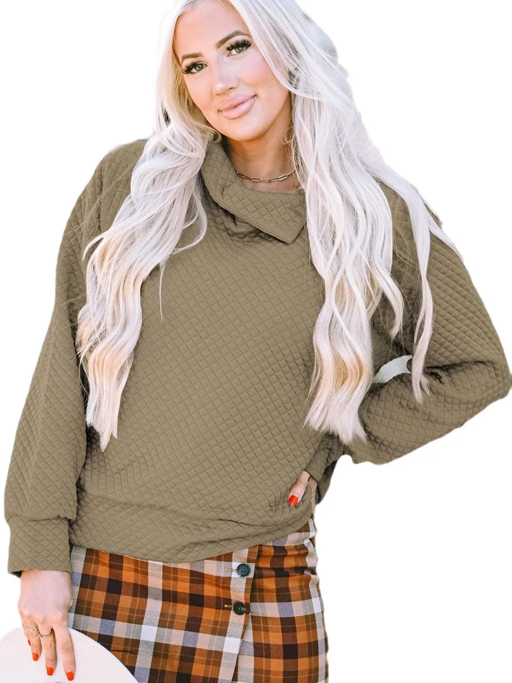 Button-Front Quilted Pullover