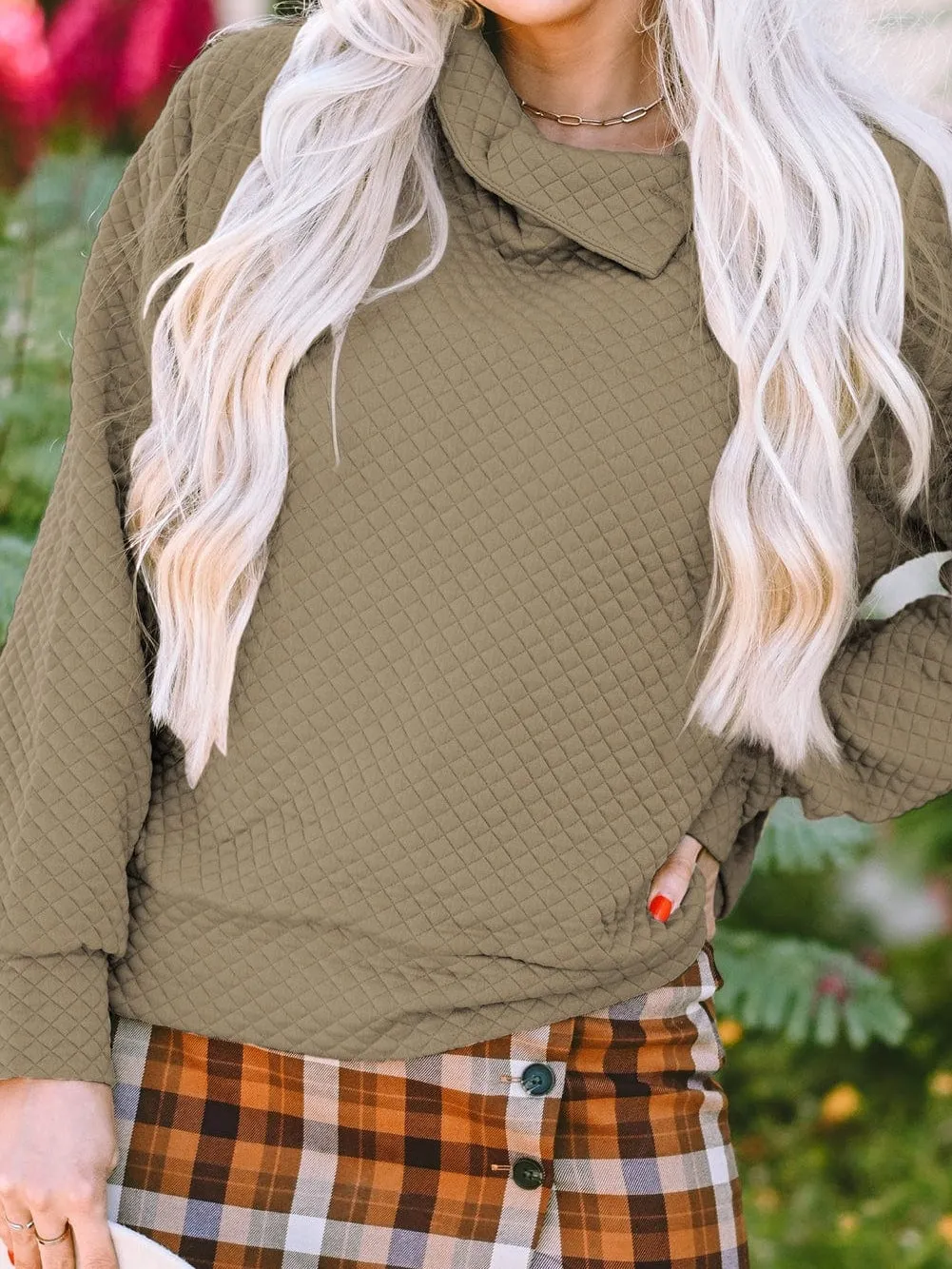 Button-Front Quilted Pullover