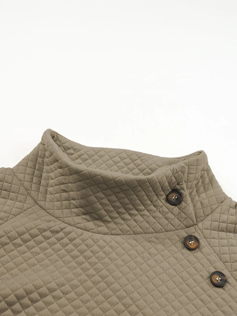 Button-Front Quilted Pullover