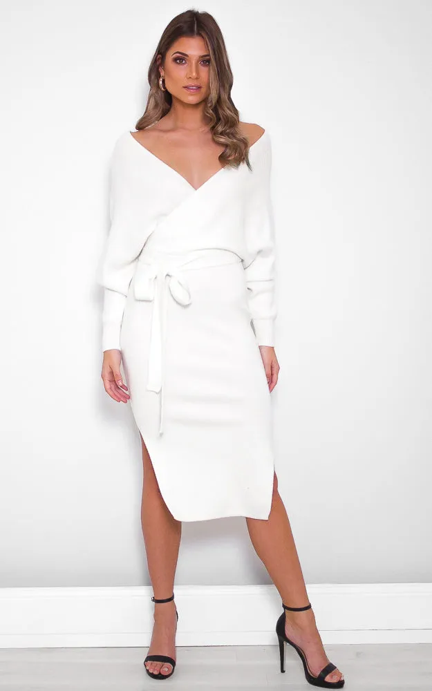 Catherine Knit Midi Dress - White