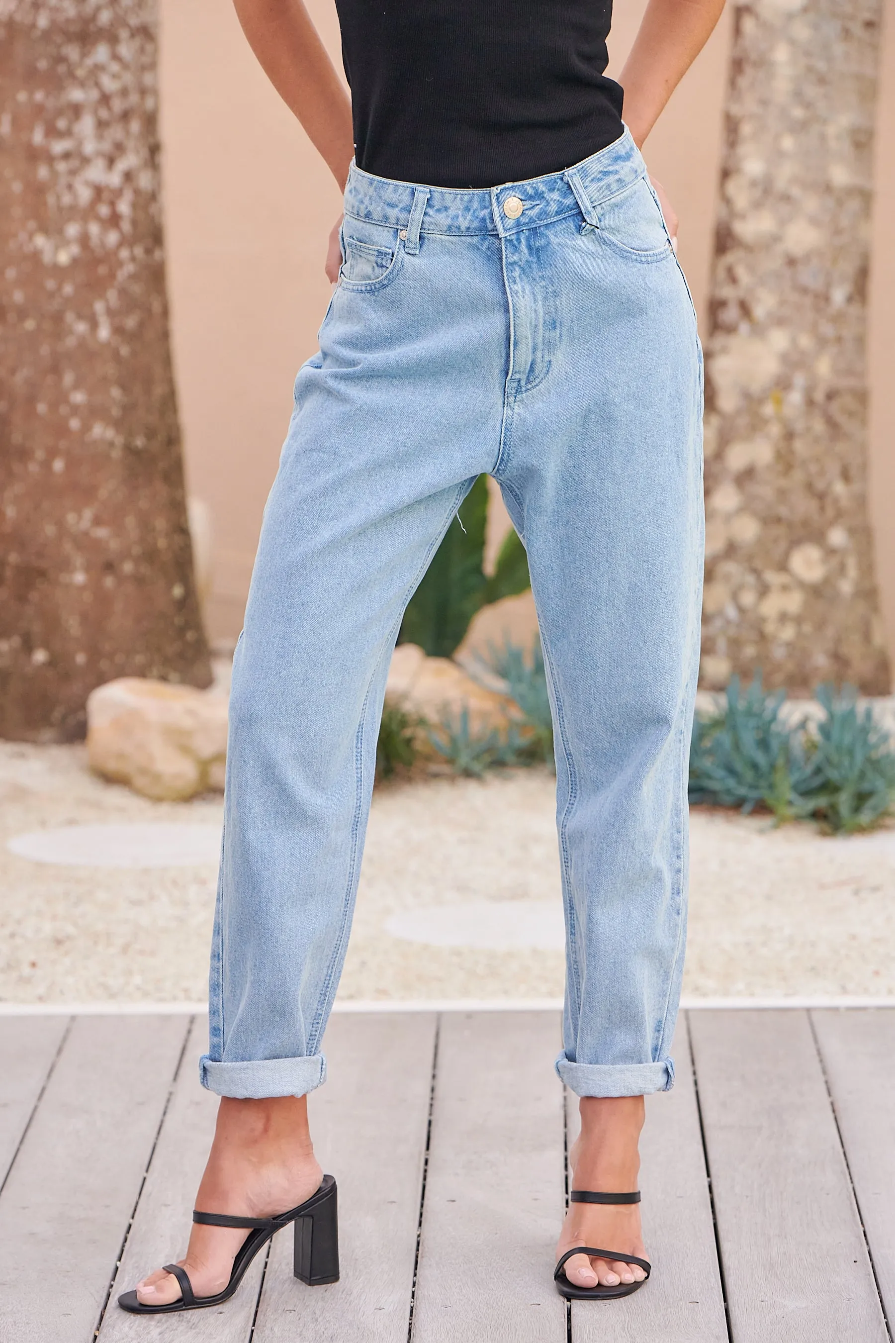 Chanelle Light Blue Wash Mum Denim Jeans