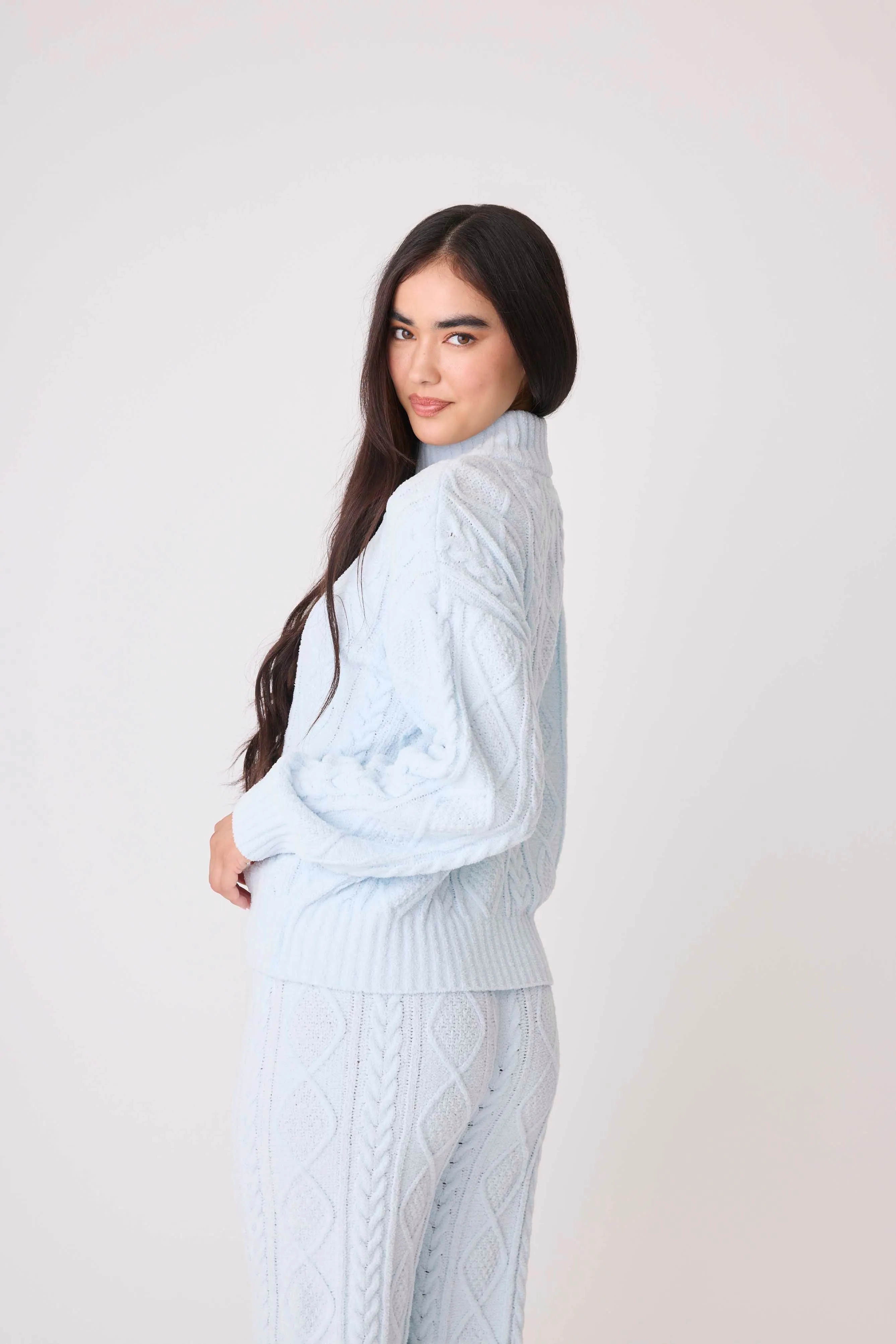 Chenille Cozy Cable Quarter Zip Sweater