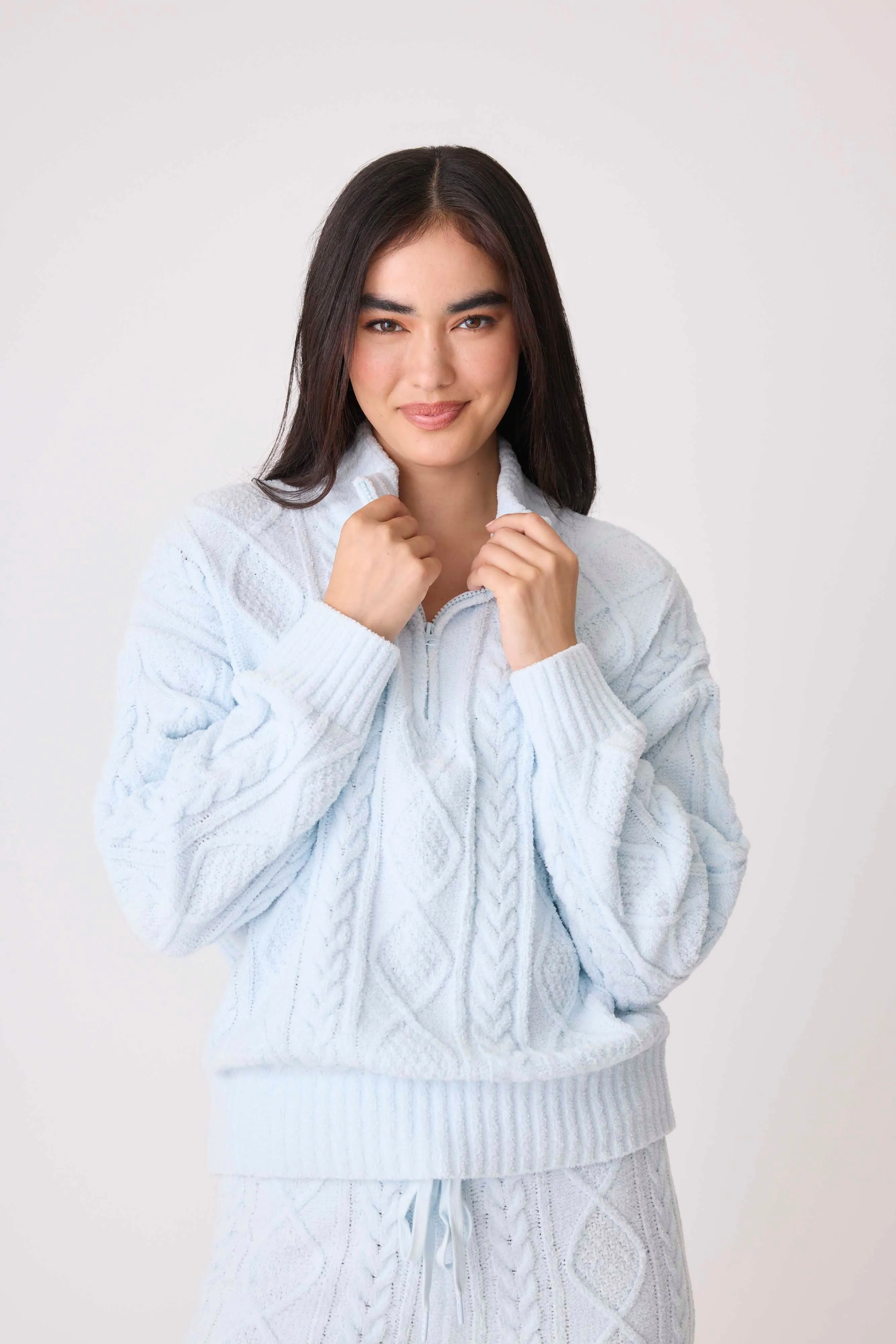 Chenille Cozy Cable Quarter Zip Sweater