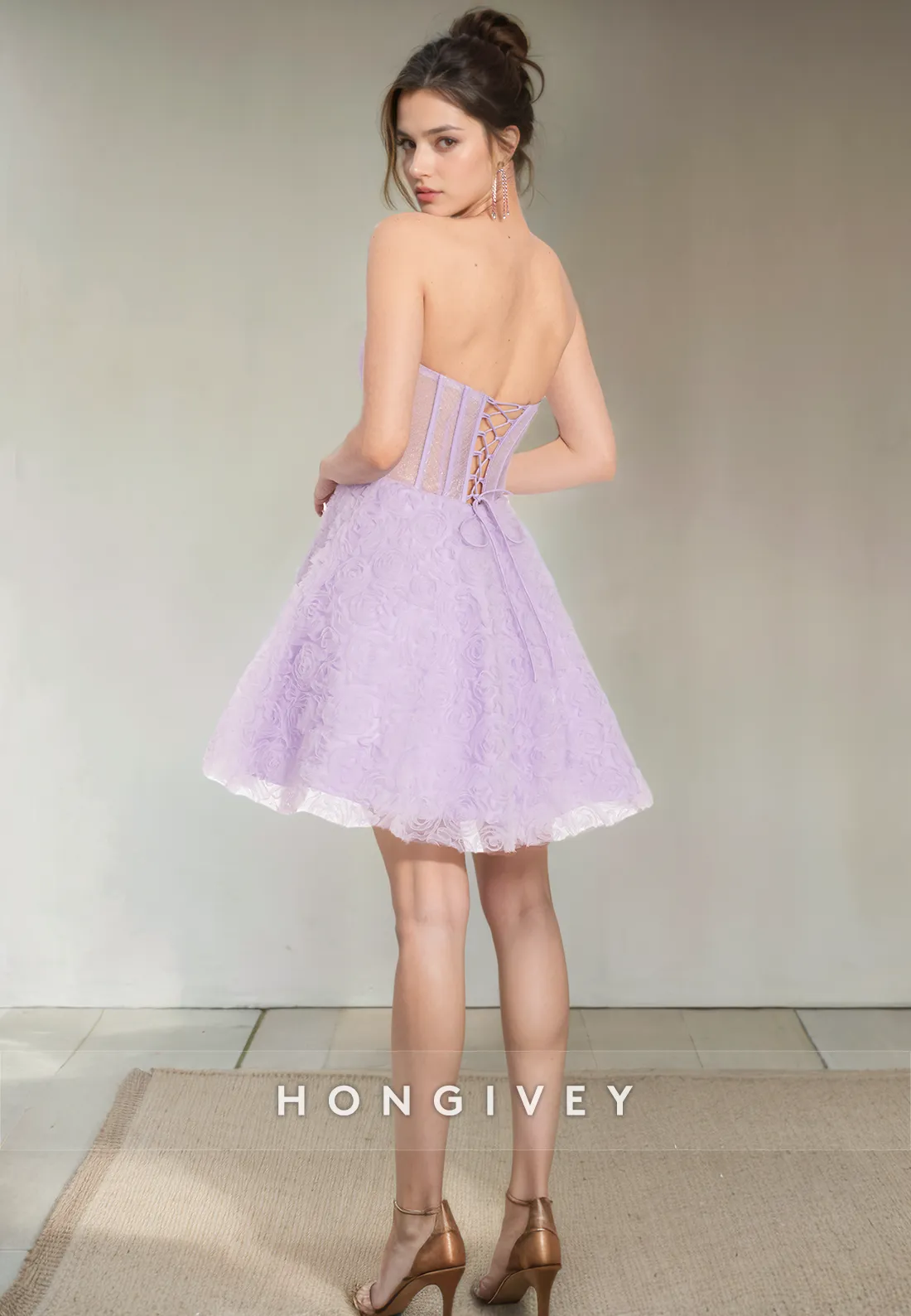 Chic A-Line Sweetheart Strapless Sheer Short Party Homecoming Dress