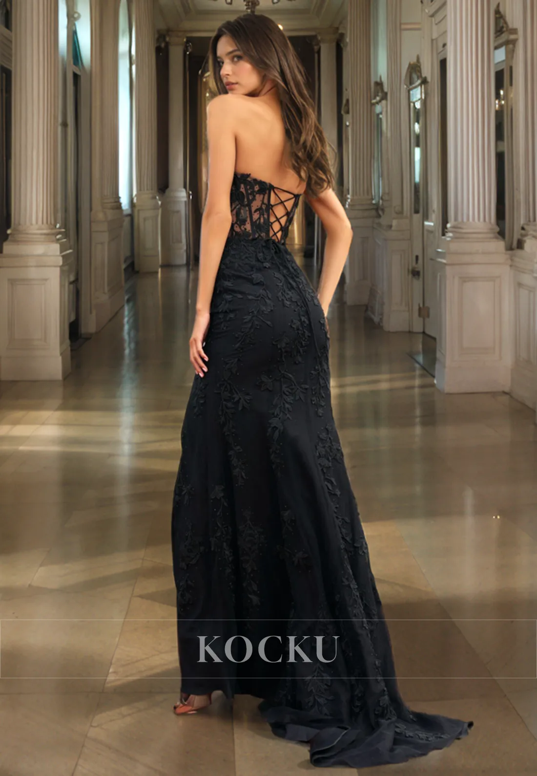 Chic & Modern Sweetheart Mermaid Split Appliques Evening Party Prom Dress