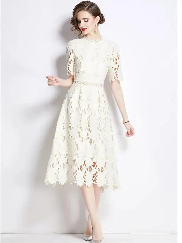 Chic Hollow Lace A-line Dress