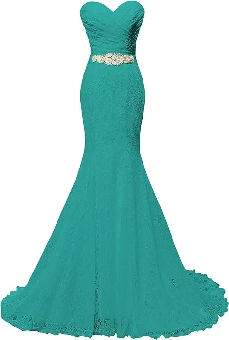 Chic Mermaid Sweetheart Long Lace Prom Dress