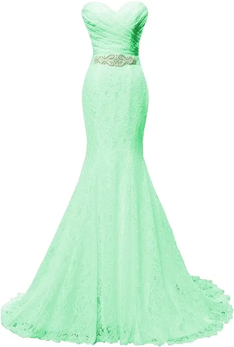 Chic Mermaid Sweetheart Long Lace Prom Dress