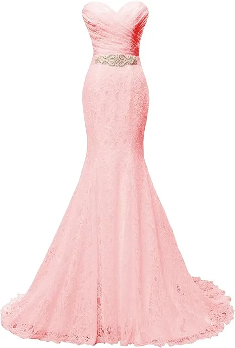 Chic Mermaid Sweetheart Long Lace Prom Dress