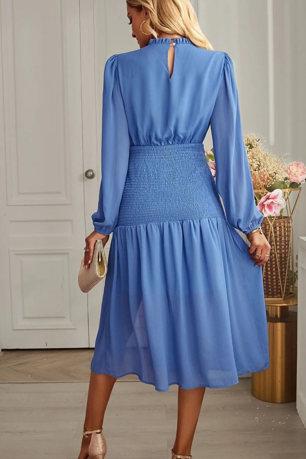 Chic Mock Neck Midi Dress