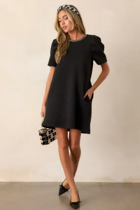 Chic Simplicity Black Short Sleeve Mini Dress