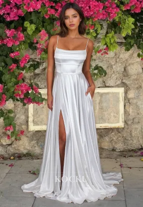 Chic&Classic A Line Spaghetti Straps Wedding Dress with Pockets Bridal Dress