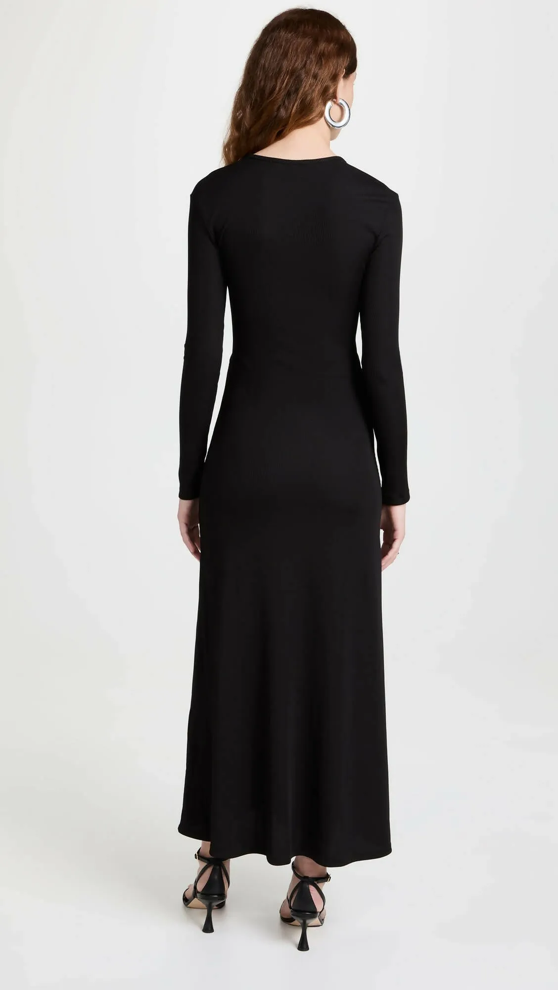 Christopher Esber Split Quartz Long Sleeve Midi Dress in Black