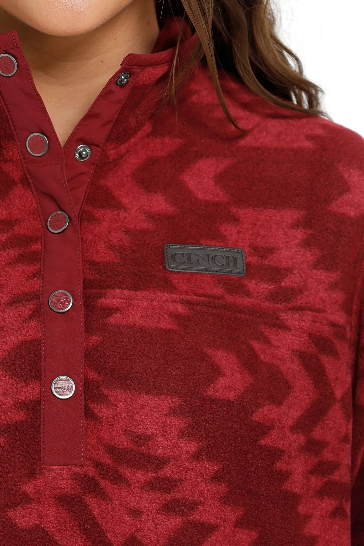 Cinch Women's Red Southwest Polar Fleece Pullover