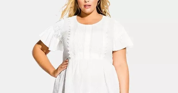 City Chic Trendy Women's Plus Size Summer Delight Embroidered Top Natural Size Small Petite