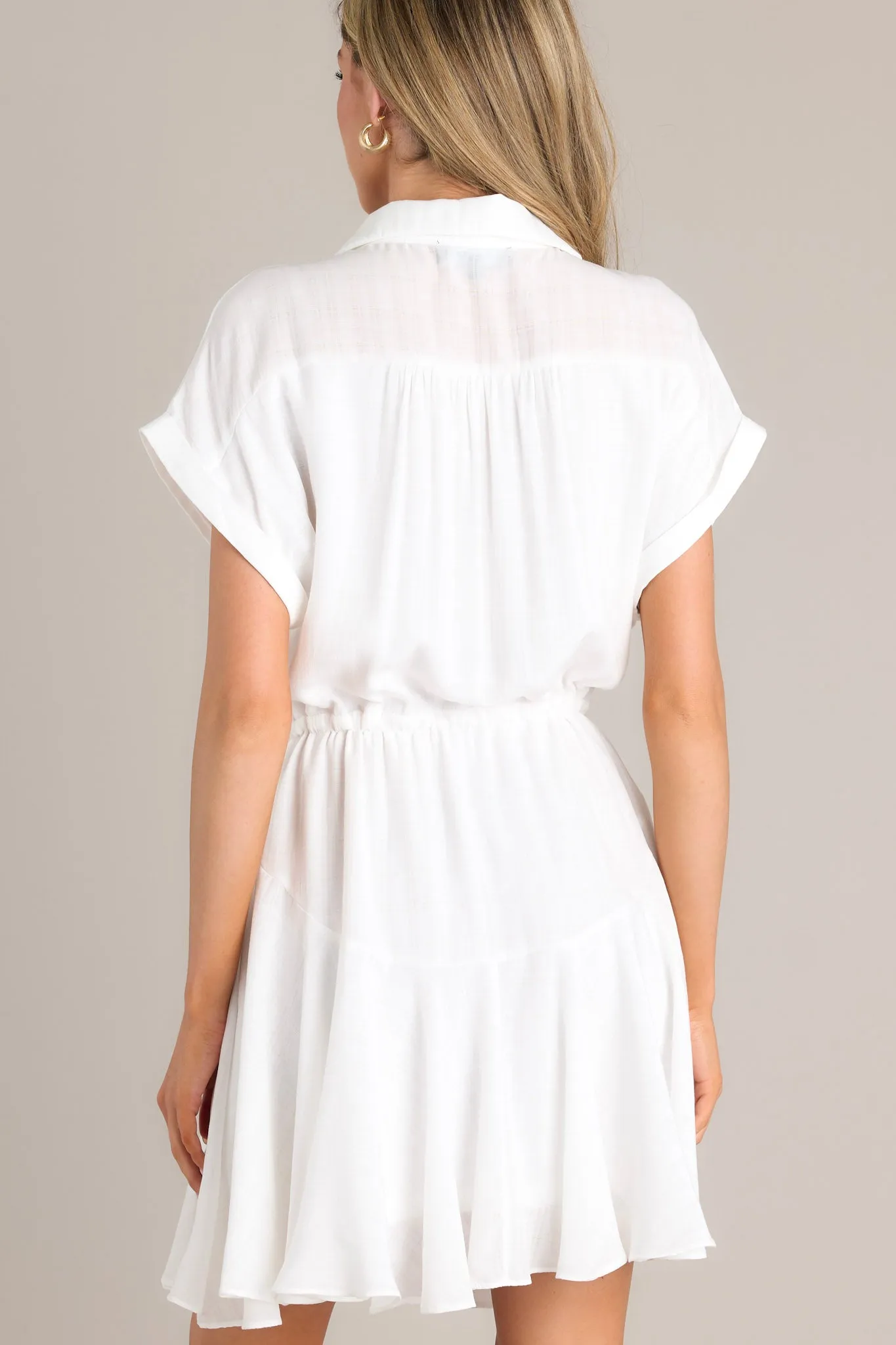 Cloud Nine Chic White Collared Mini Dress