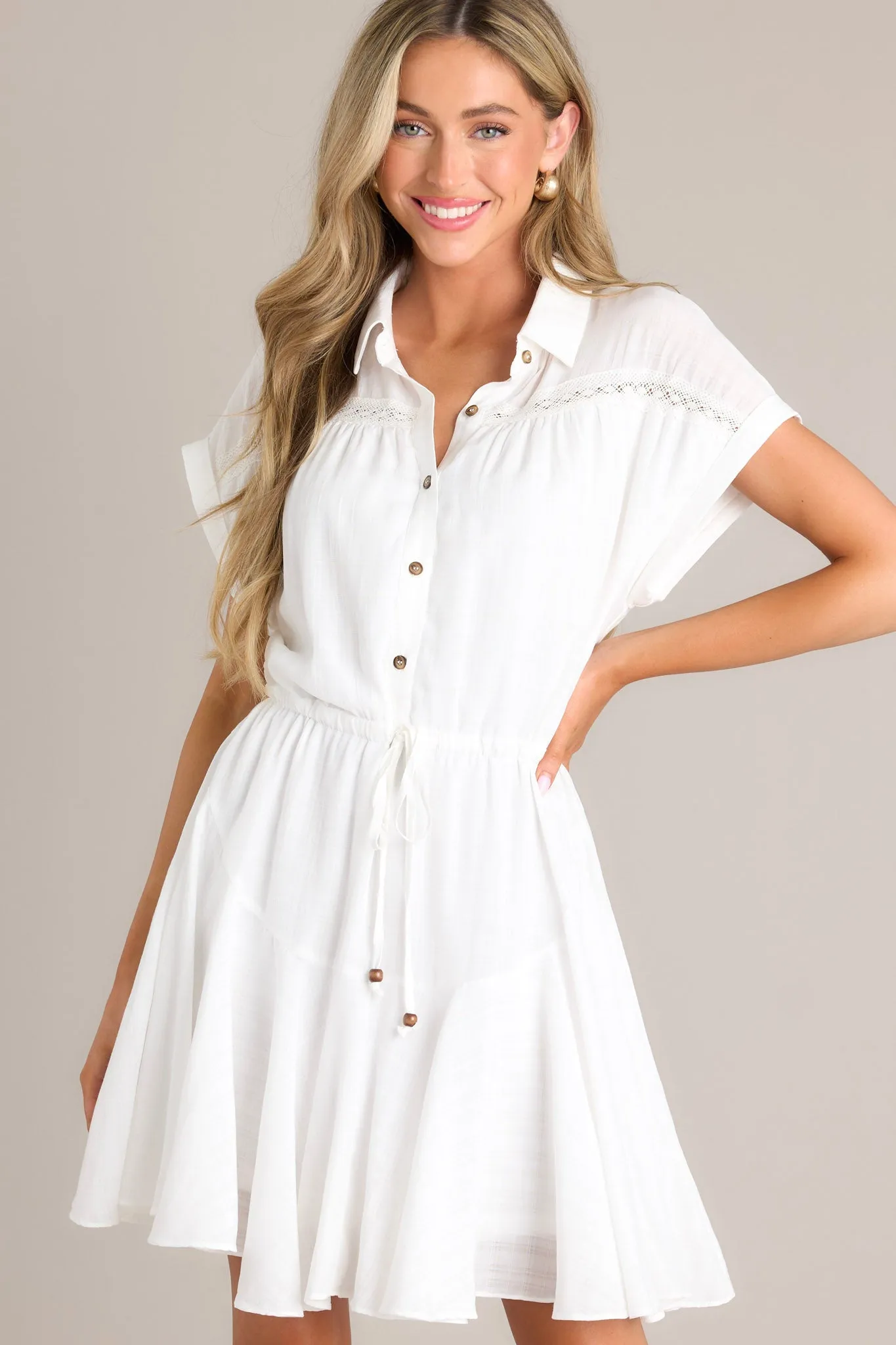 Cloud Nine Chic White Collared Mini Dress