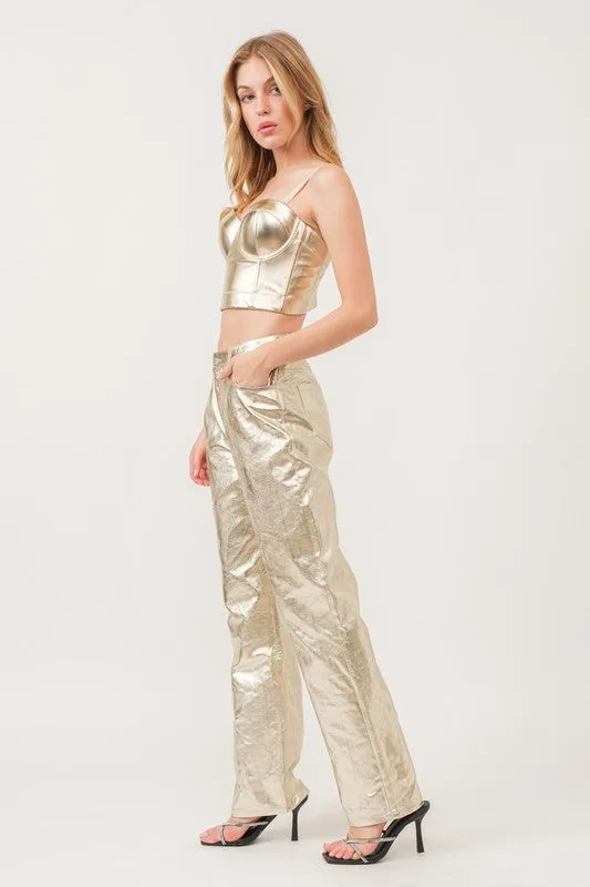 COATED METALLIC PANTS