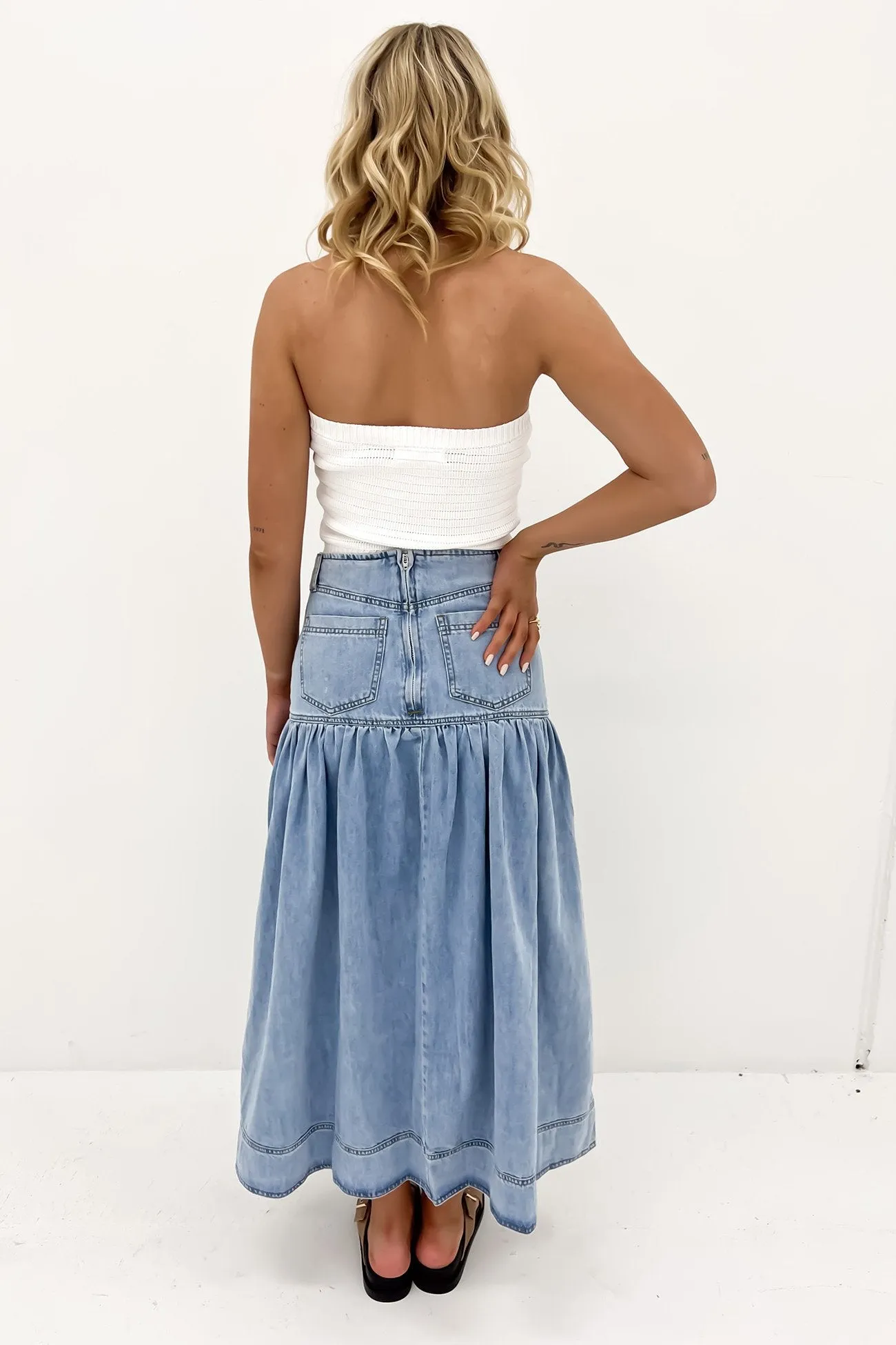 Corinne Midi Skirt Light Blue