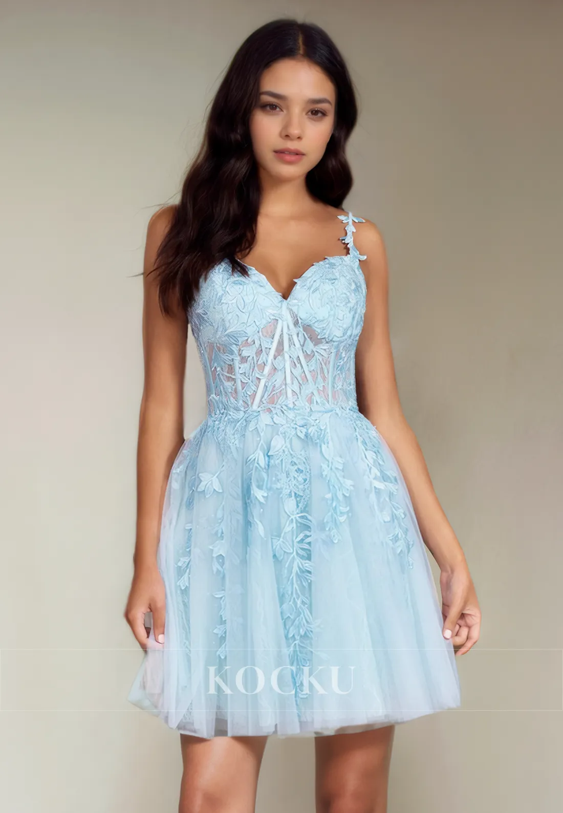 Couture & Ornate A-Line Appliques Straps Party Homecoming Dress